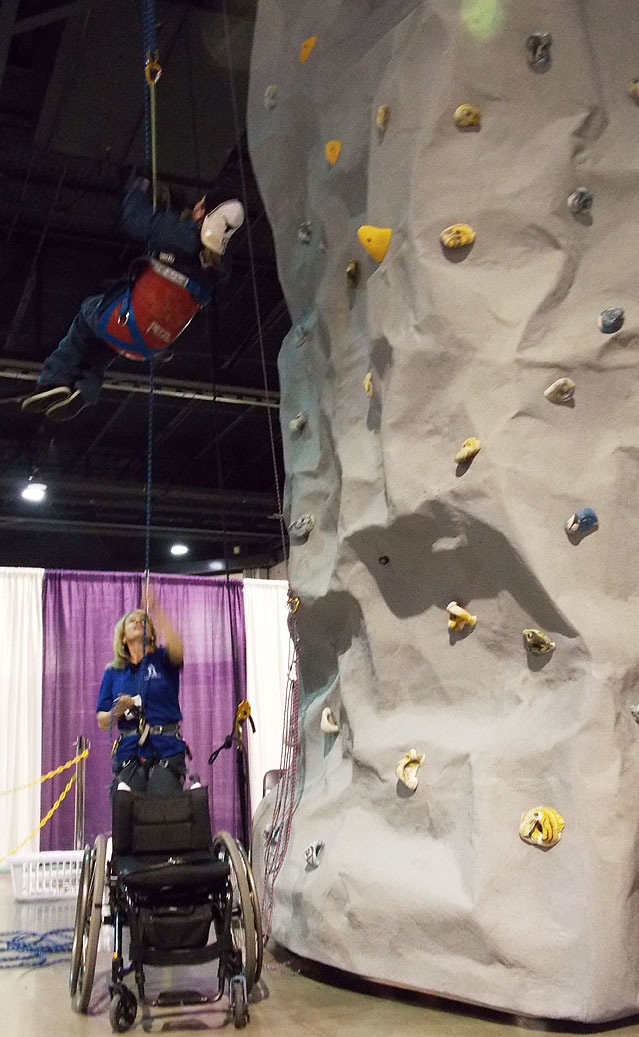 Adaptive rock climbing is safe and fun! Try it at the Abilities Expo.