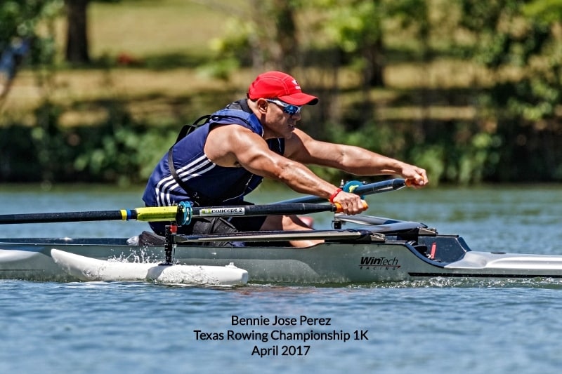 Bennie Jose Perez rowing in 2017 Texas Rowing Championship