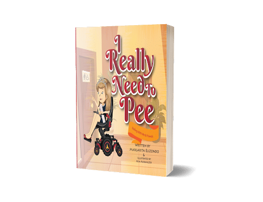 I Really Need To Pee book cover with a female princess character in a power wheelchair.