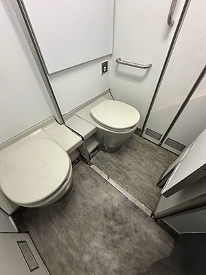 wheelchair accessible bathroom on an international flight