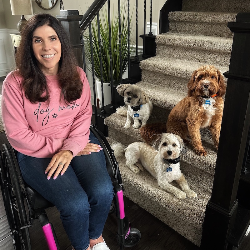 Cheryl and her three dogs